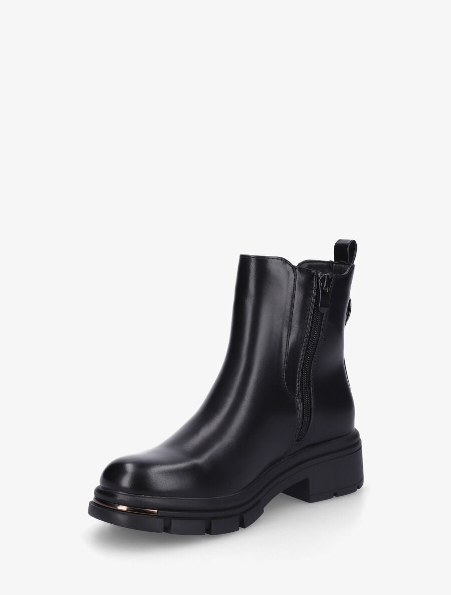 Bottines unies élastiquées à empiècement métal - Noir - 3