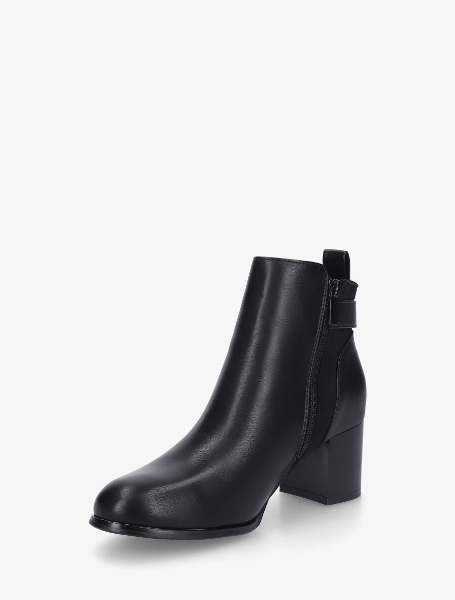 Bottines unies en simili et suédine - Noir - 3