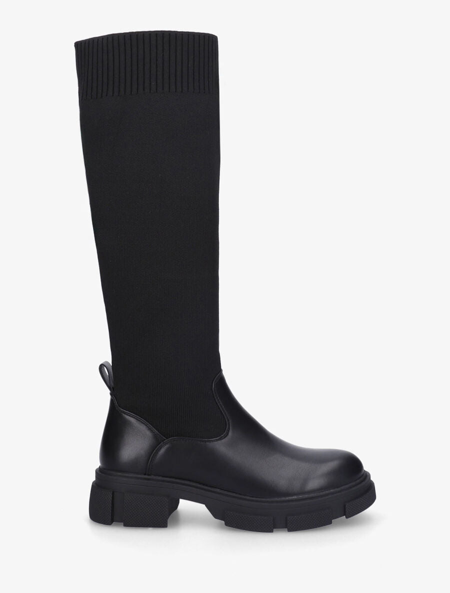 Bottes unies style chaussettes - Noir - 1