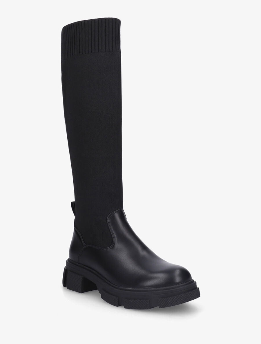 Bottes unies style chaussettes - Noir - 2