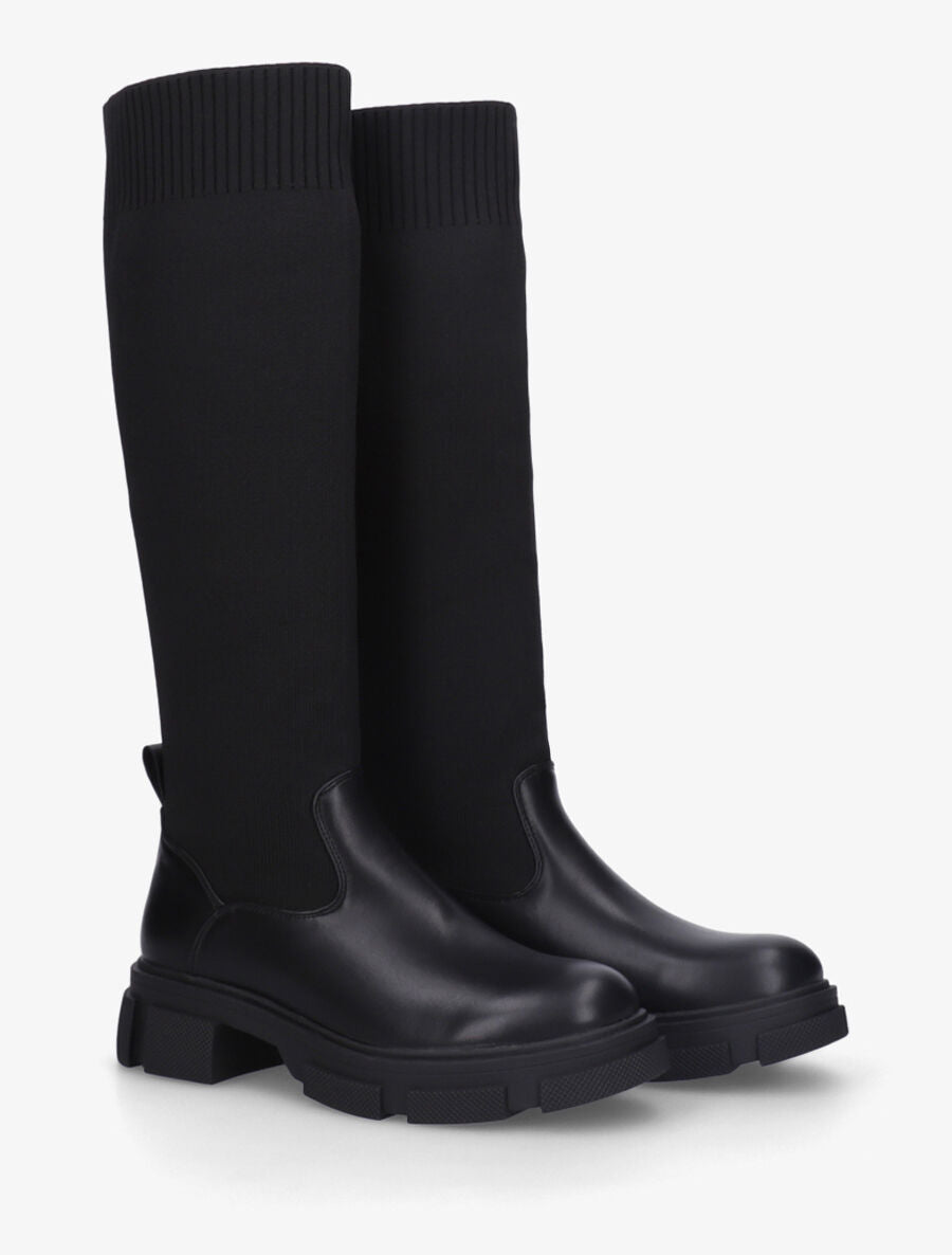 Bottes unies style chaussettes - Noir - 4