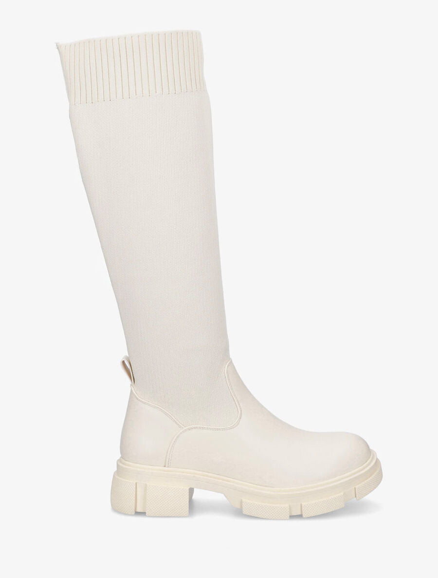 Bottes unies style chaussettes - Beige - 1