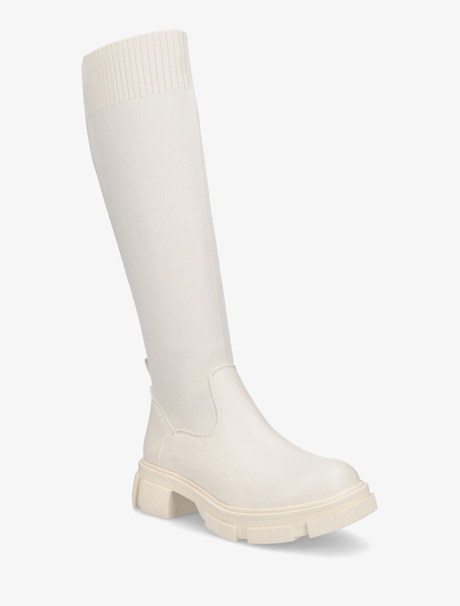 Bottes unies style chaussettes - Beige - 2