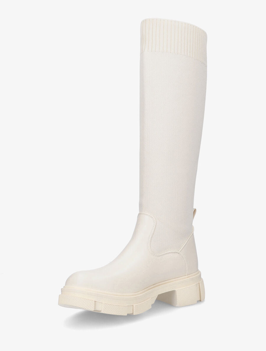 Bottes unies style chaussettes - Beige - 3