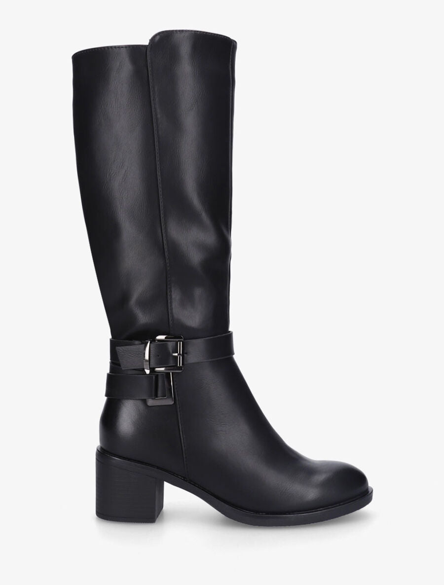 Bottes en simili sanglées à talon - Noir - 1