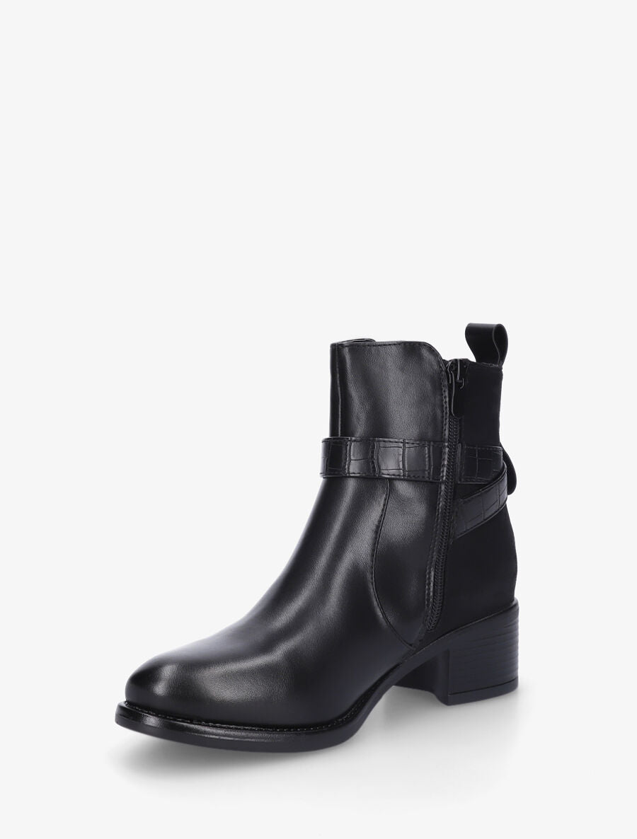 Bottines bi-matière à détail croco - Noir - 3