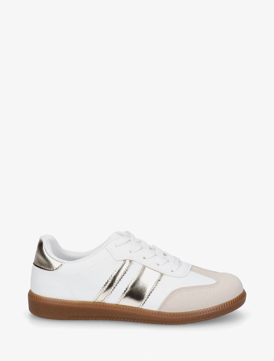 Sneakers en simili bi-matière - Or - 5