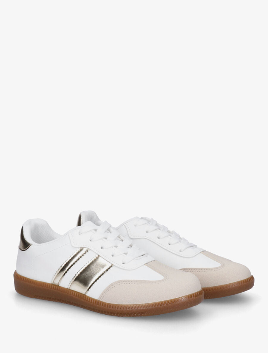 Sneakers en simili bi-matière - Or - 4