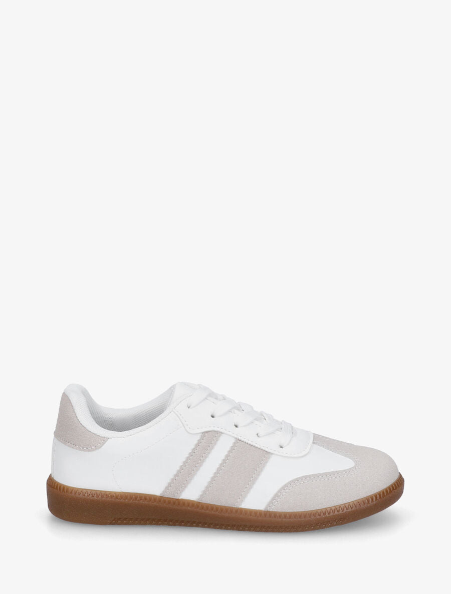Sneakers en simili bi-matière - Taupe - 5