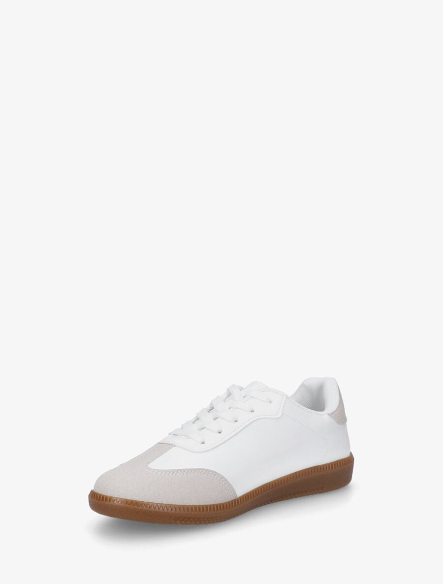 Sneakers en simili bi-matière - Taupe - 3