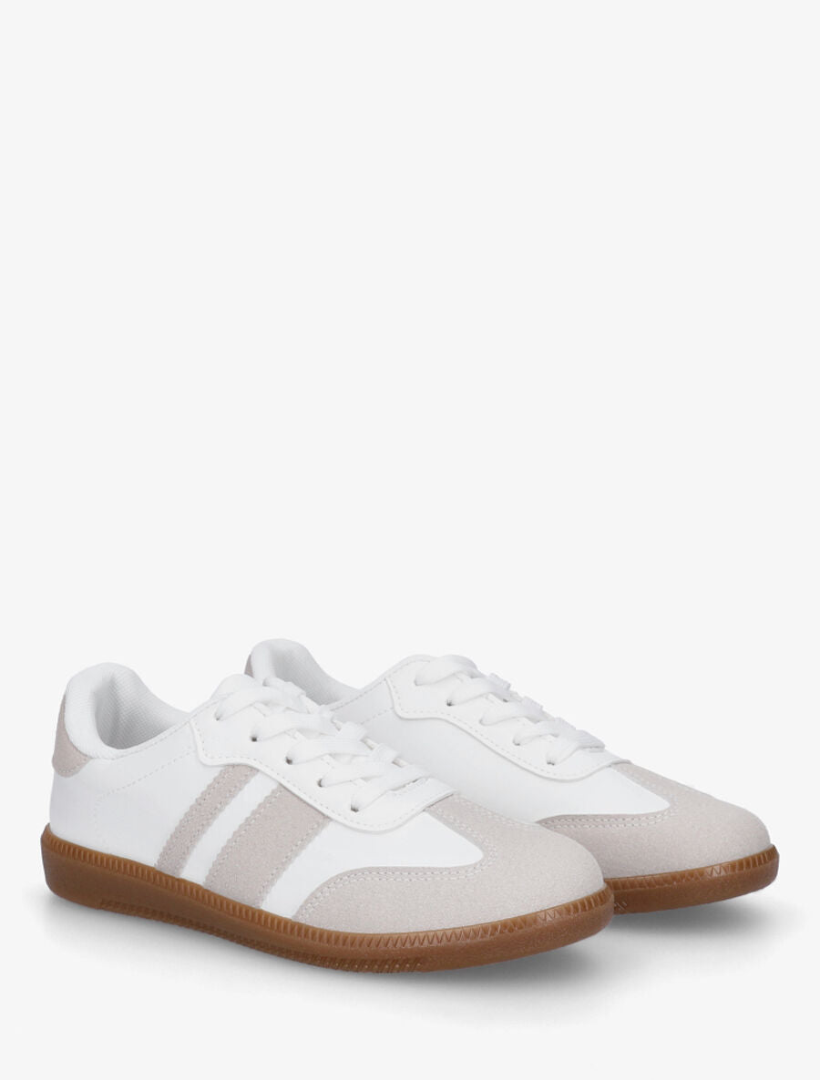 Sneakers en simili bi-matière - Taupe - 4