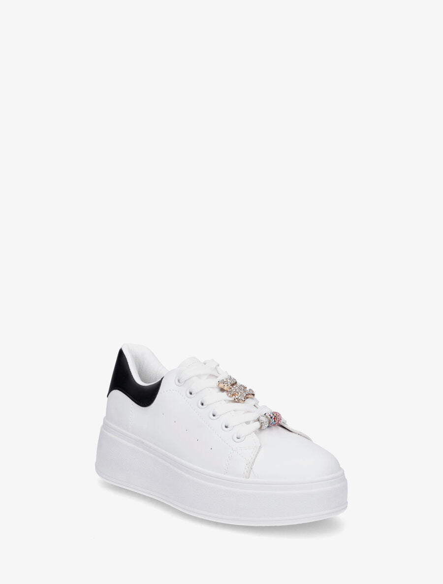 Sneakers à contrefort contrastant et bijoux strassés - Noir - 2