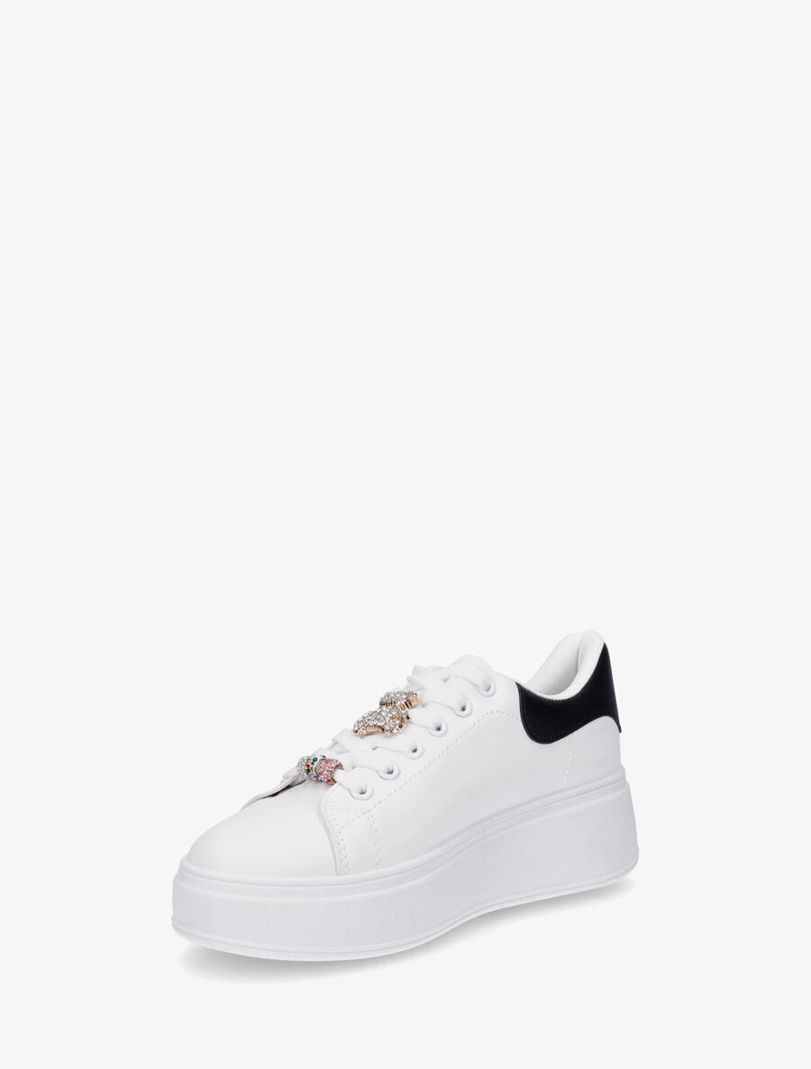 Sneakers à contrefort contrastant et bijoux strassés - Noir - 3
