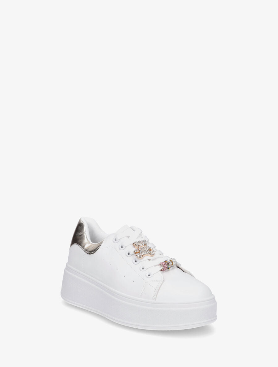 Sneakers à contrefort contrastant et bijoux strassés - Or - 2