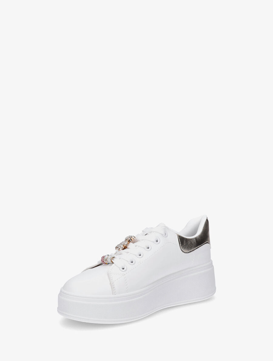 Sneakers à contrefort contrastant et bijoux strassés - Or - 3