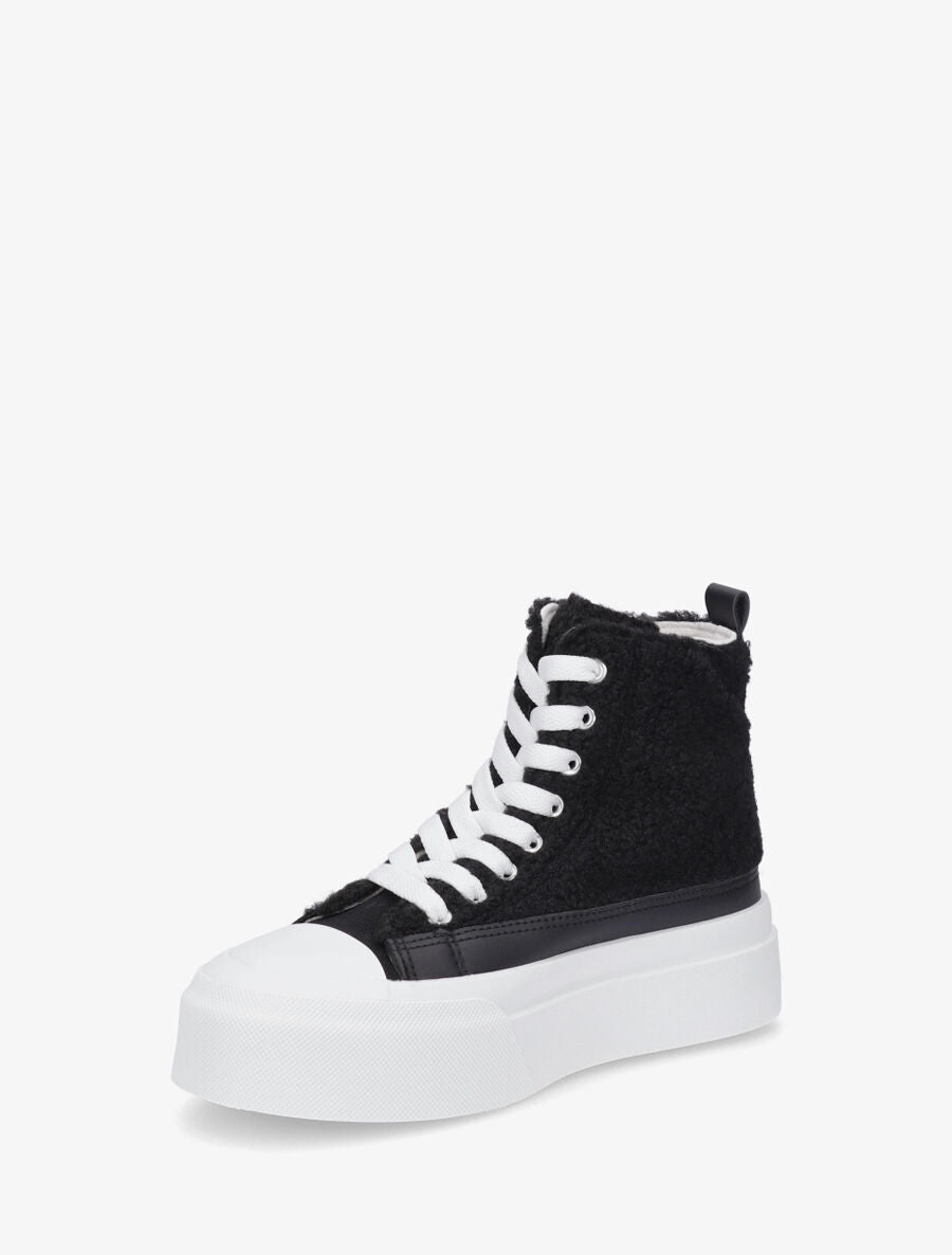 Sneakers montantes molletonnées - Noir - 3