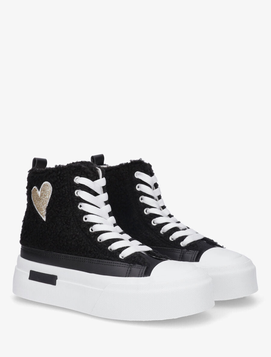Sneakers montantes molletonnées - Noir - 4