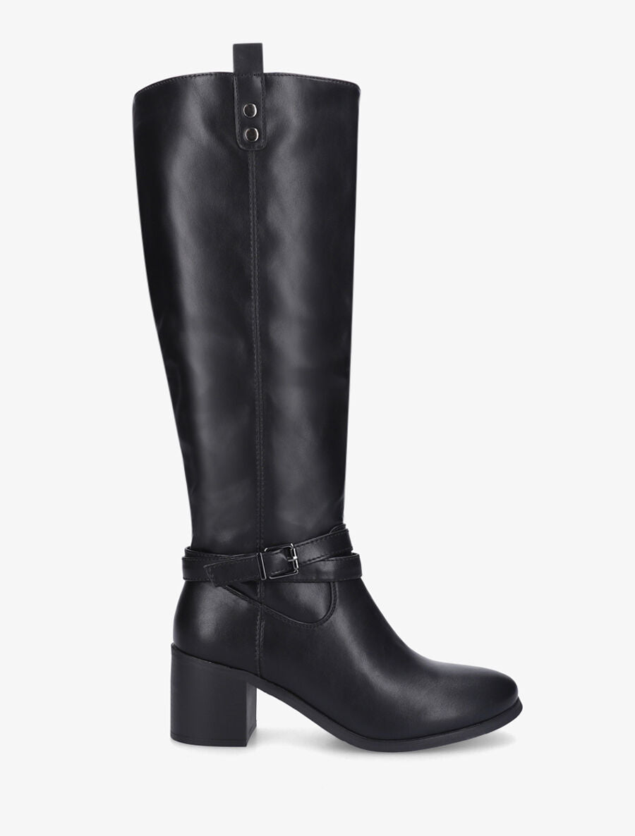 Bottes en simili sanglées à talon - Noir - 1