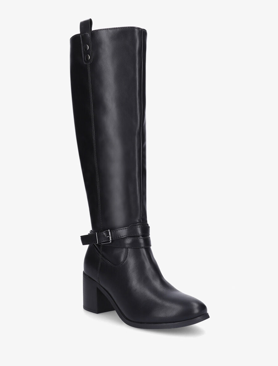 Bottes en simili sanglées à talon - Noir - 2