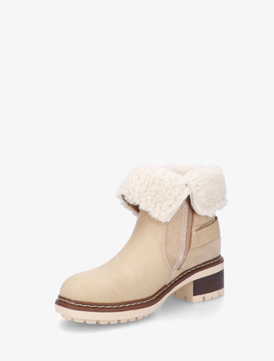 Bottines revers molletonné en simili et suédine - Beige - 3