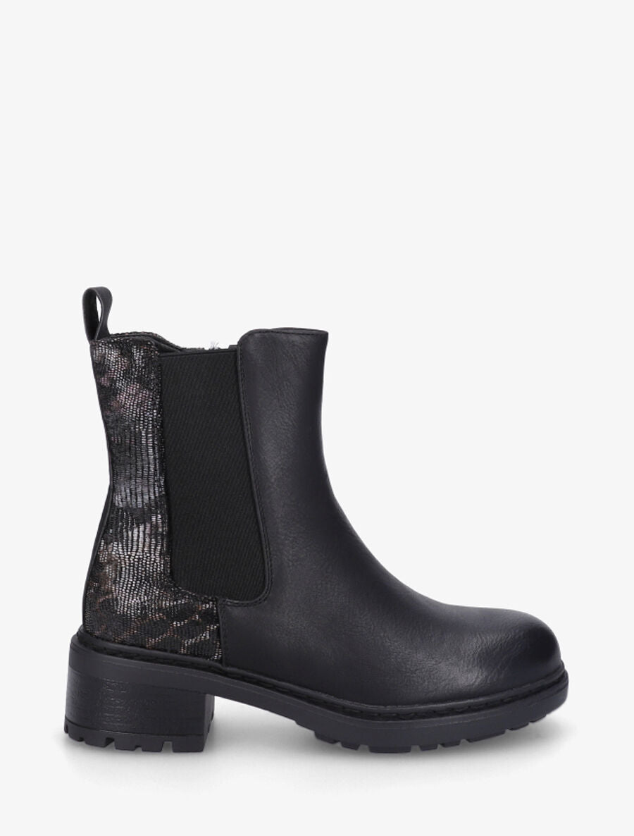 Bottines chelsea à détail python - Noir - 1