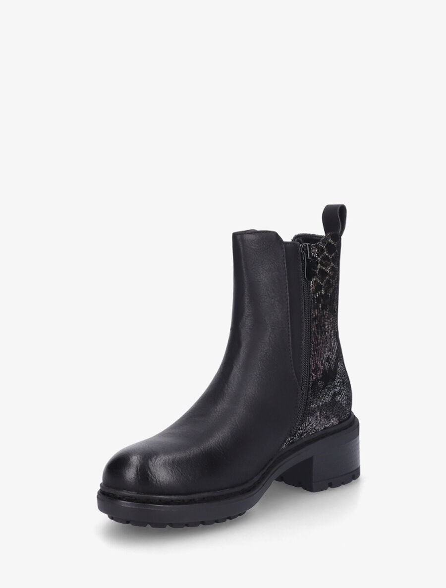 Bottines chelsea à détail python - Noir - 3