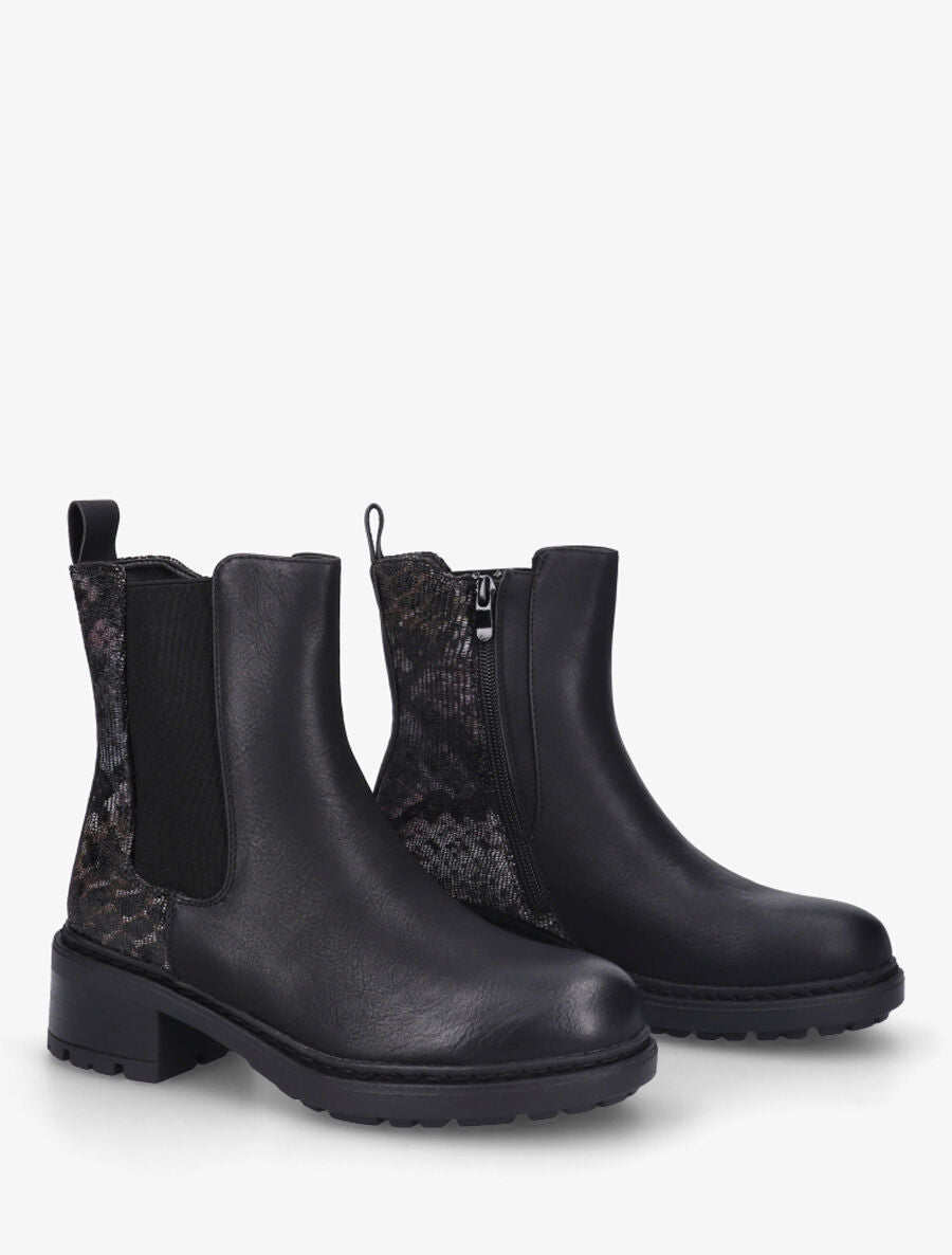 Bottines chelsea à détail python - Noir - 4