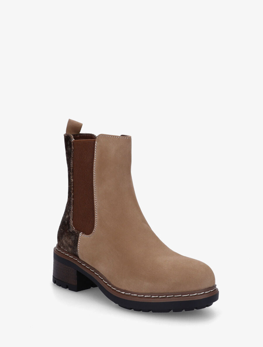 Bottines chelsea à détail python - Taupe - 2