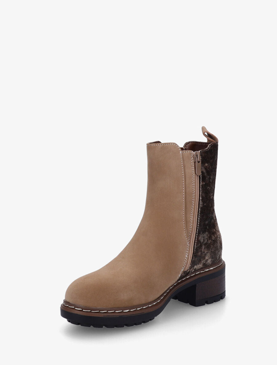Bottines chelsea à détail python - Taupe - 3