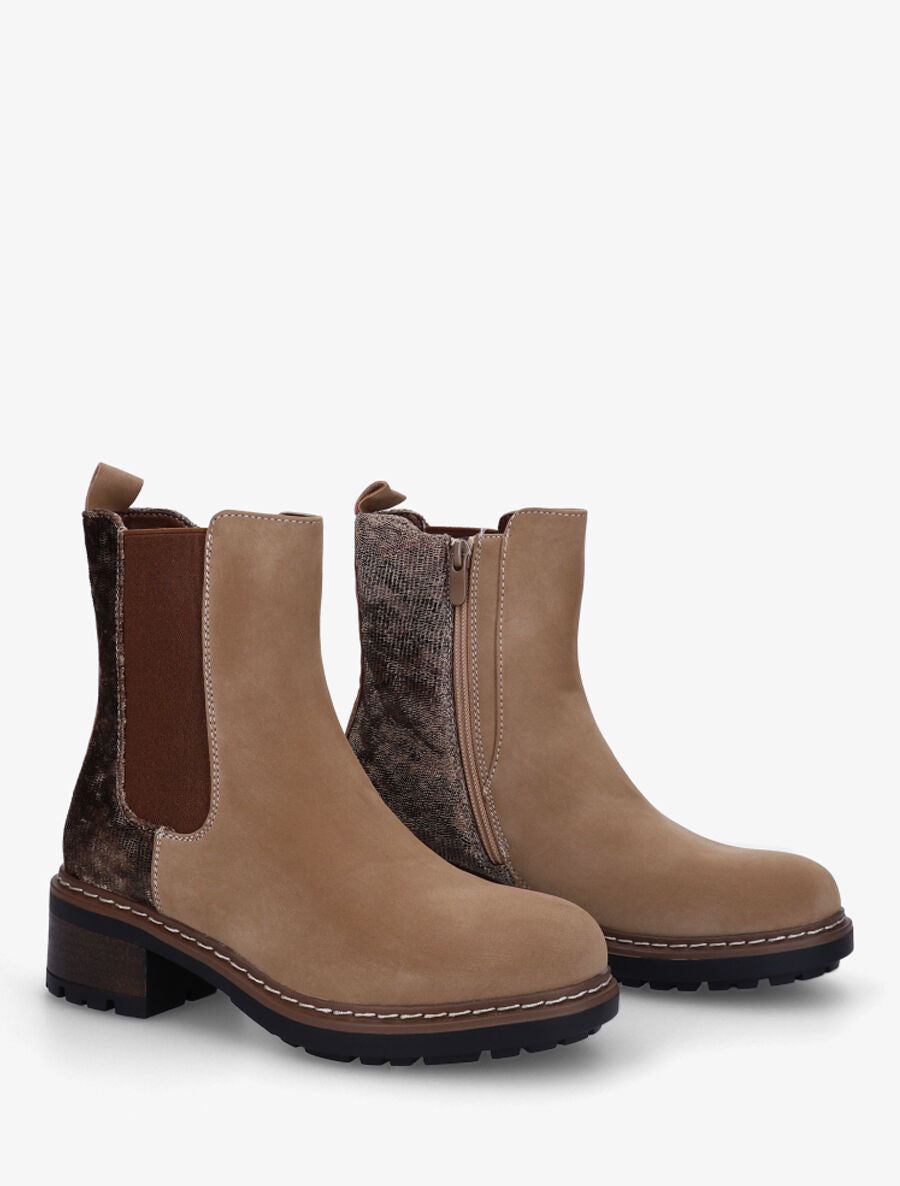 Bottines chelsea à détail python - Taupe - 4