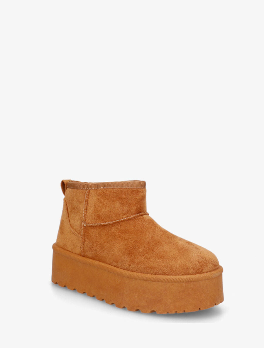 Low boots fourrées en suédine - Camel - 2