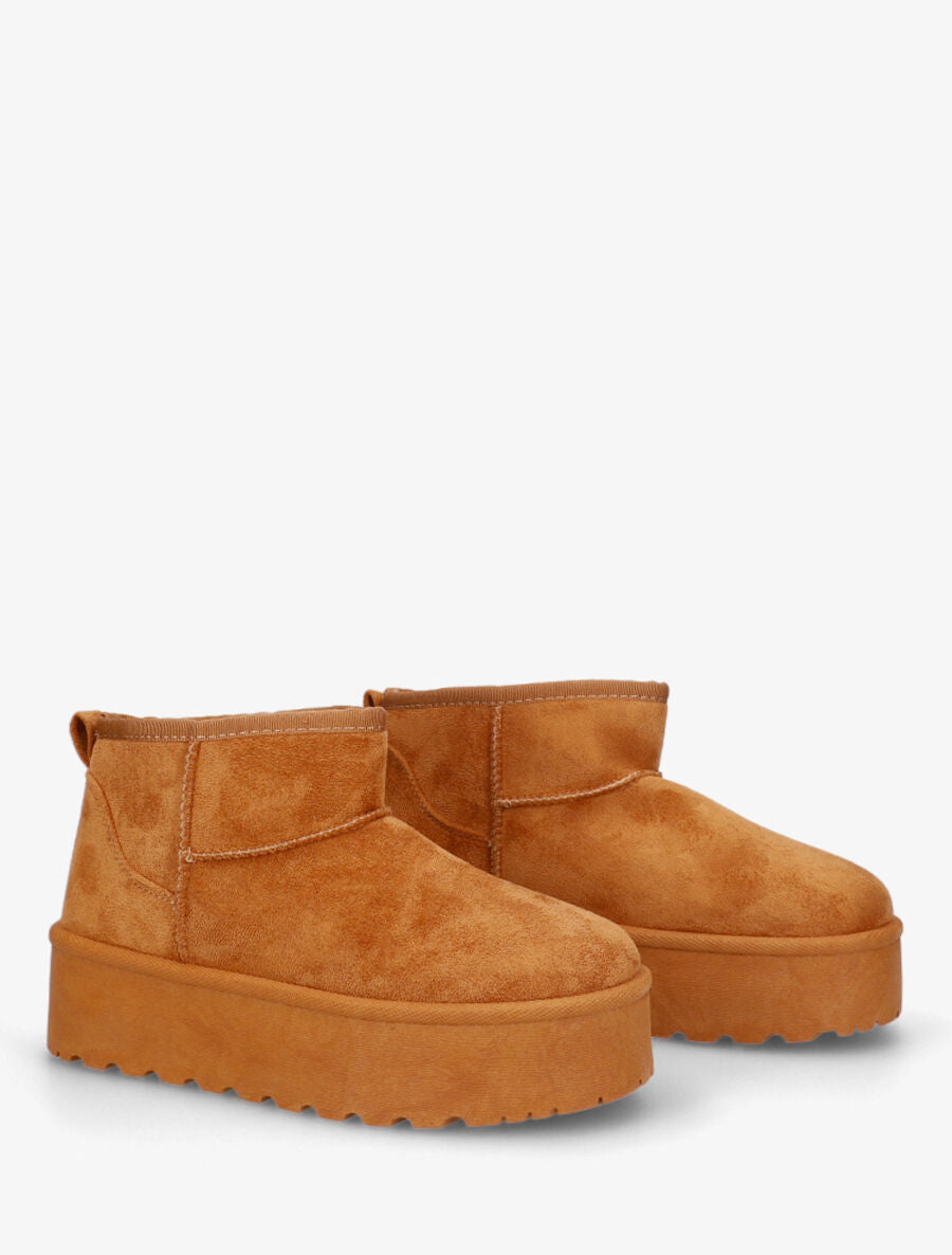 Low boots fourrées en suédine - Camel - 4