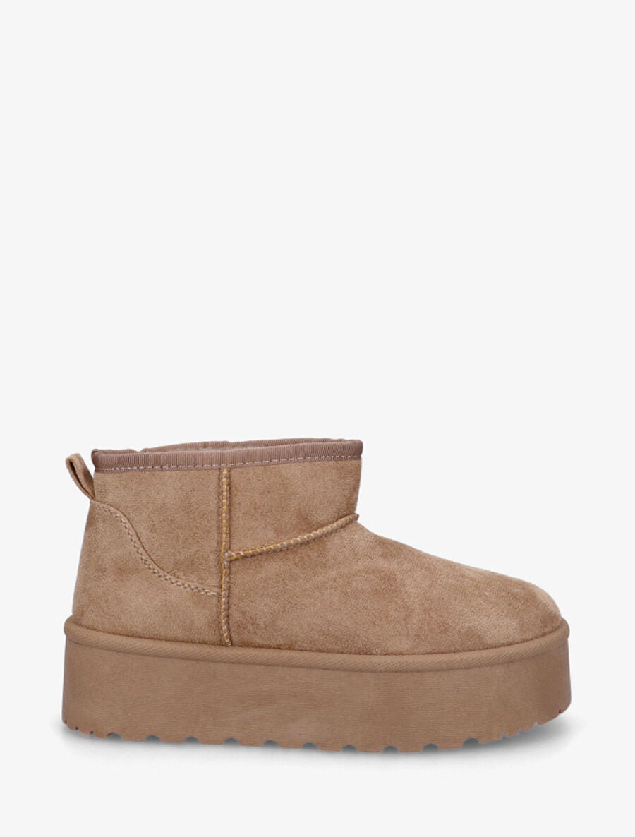 Low boots fourrées en suédine - Taupe - 1