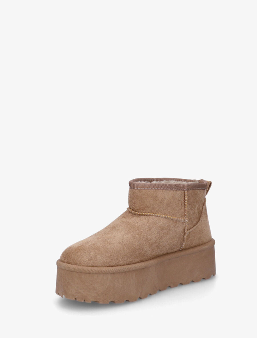 Low boots fourrées en suédine - Taupe - 3