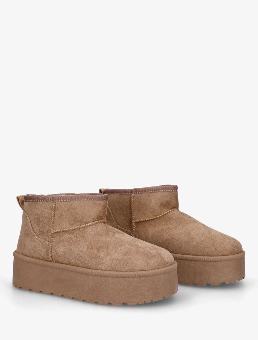 Low boots fourrées en suédine - Taupe - 4