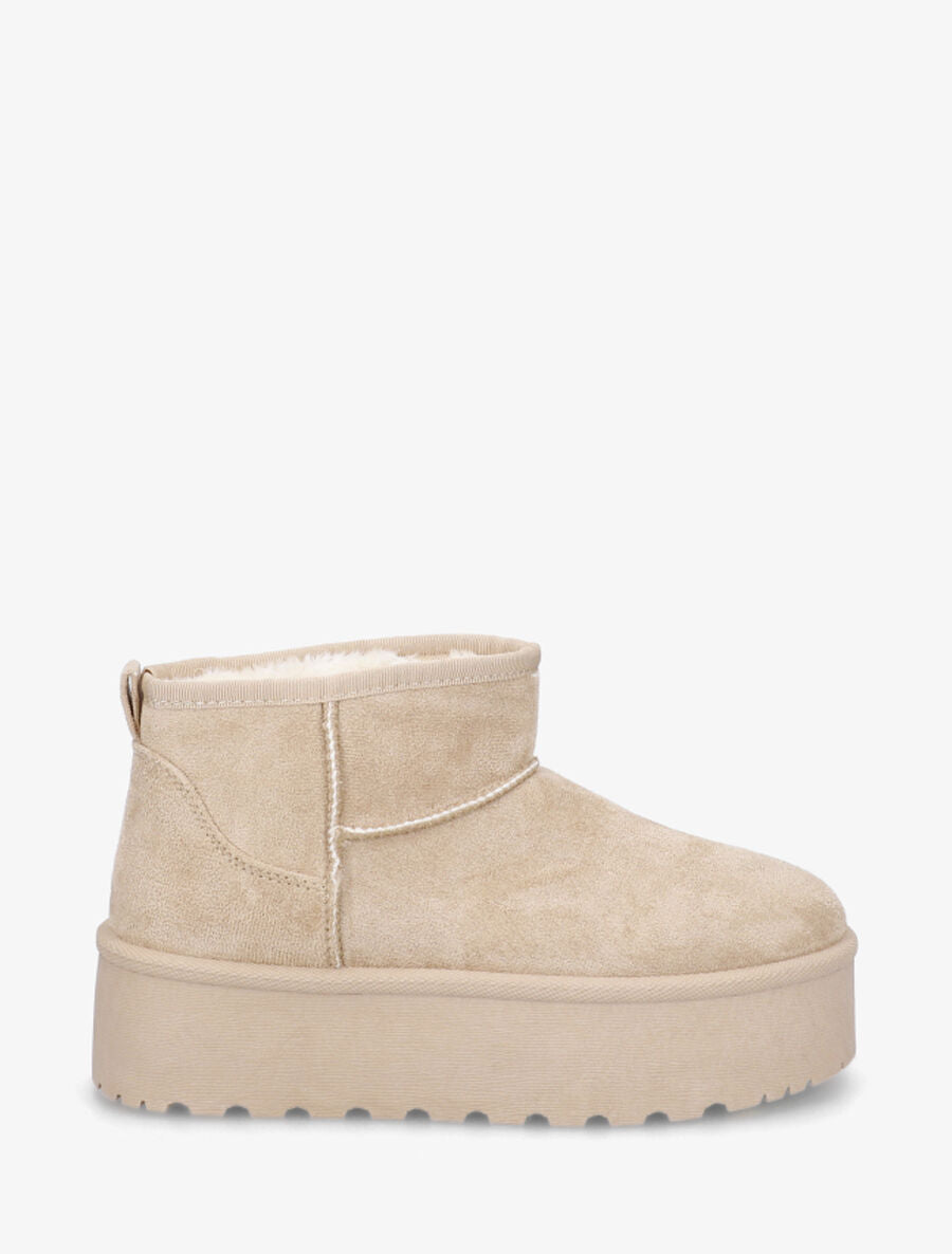 Low boots fourrées en suédine - Beige - 5