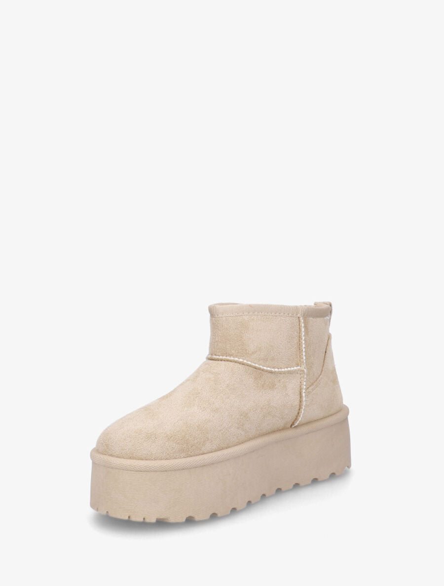 Low boots fourrées en suédine - Beige - 3