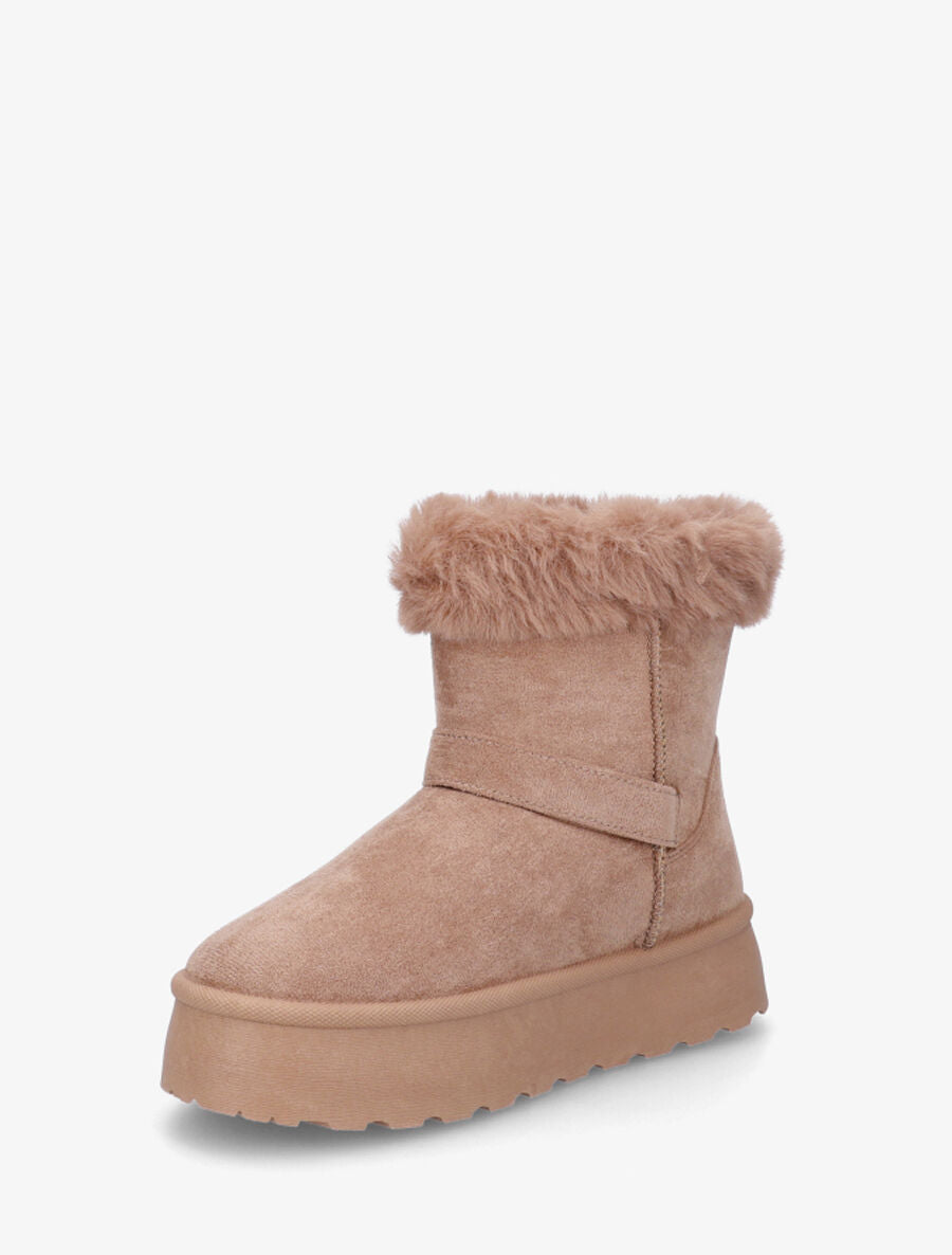 Bottines montantes fourrées à sangle - Taupe - 3
