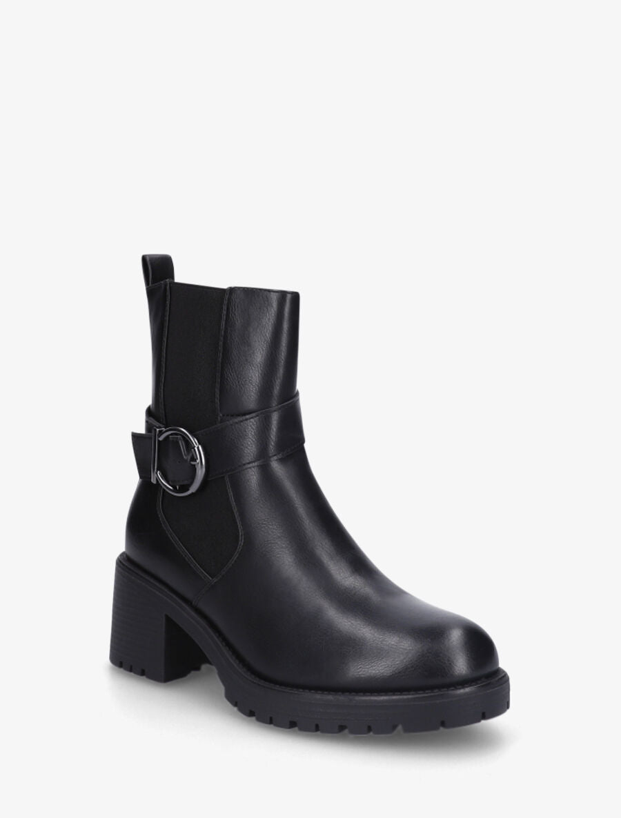 Bottines montantes élastiquées en simili - Noir - 2
