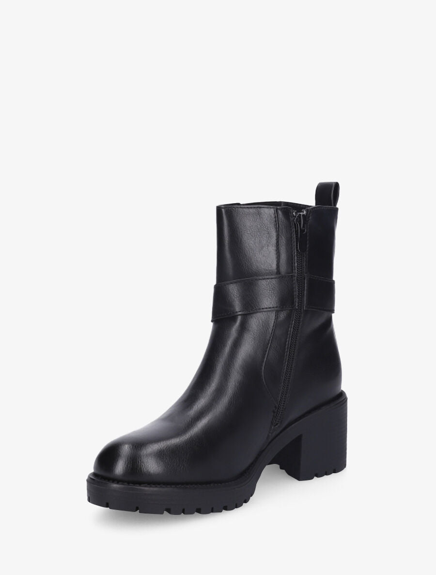 Bottines montantes élastiquées en simili - Noir - 3