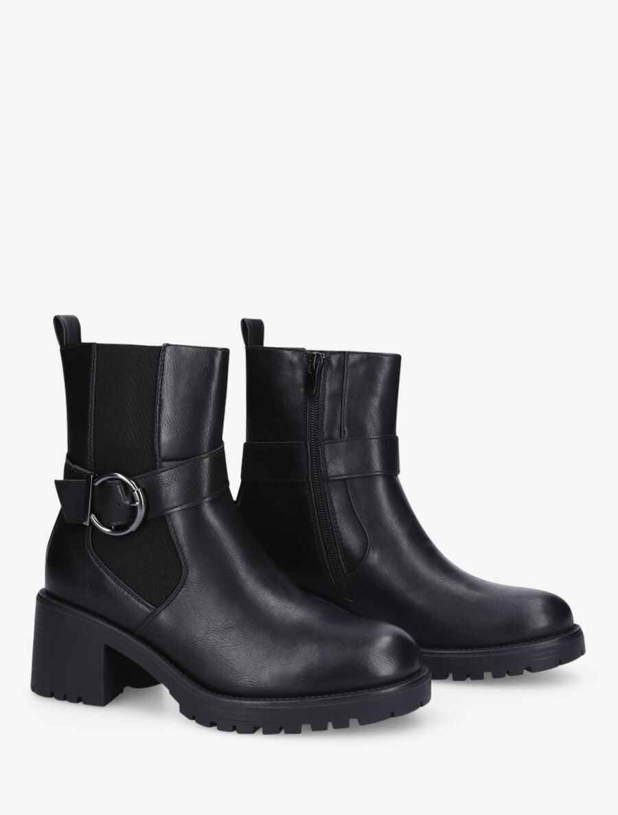 Bottines montantes élastiquées en simili - Noir - 4
