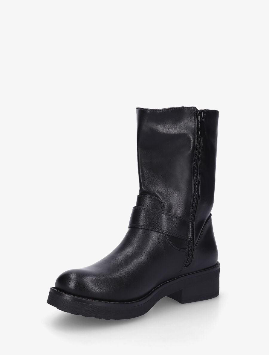 Bottines en simili à triple sangles - Noir - 3