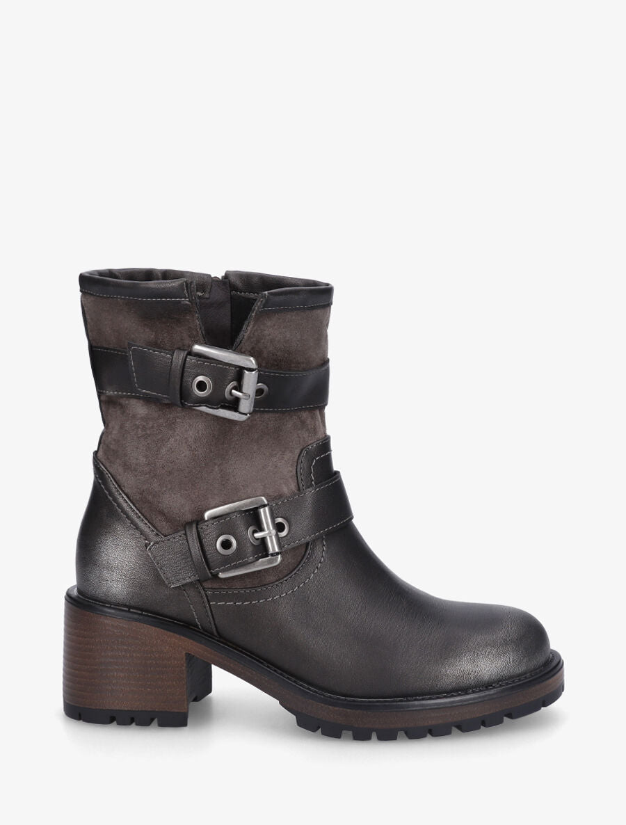 Bottines bimatière sanglées - Bronze - 1