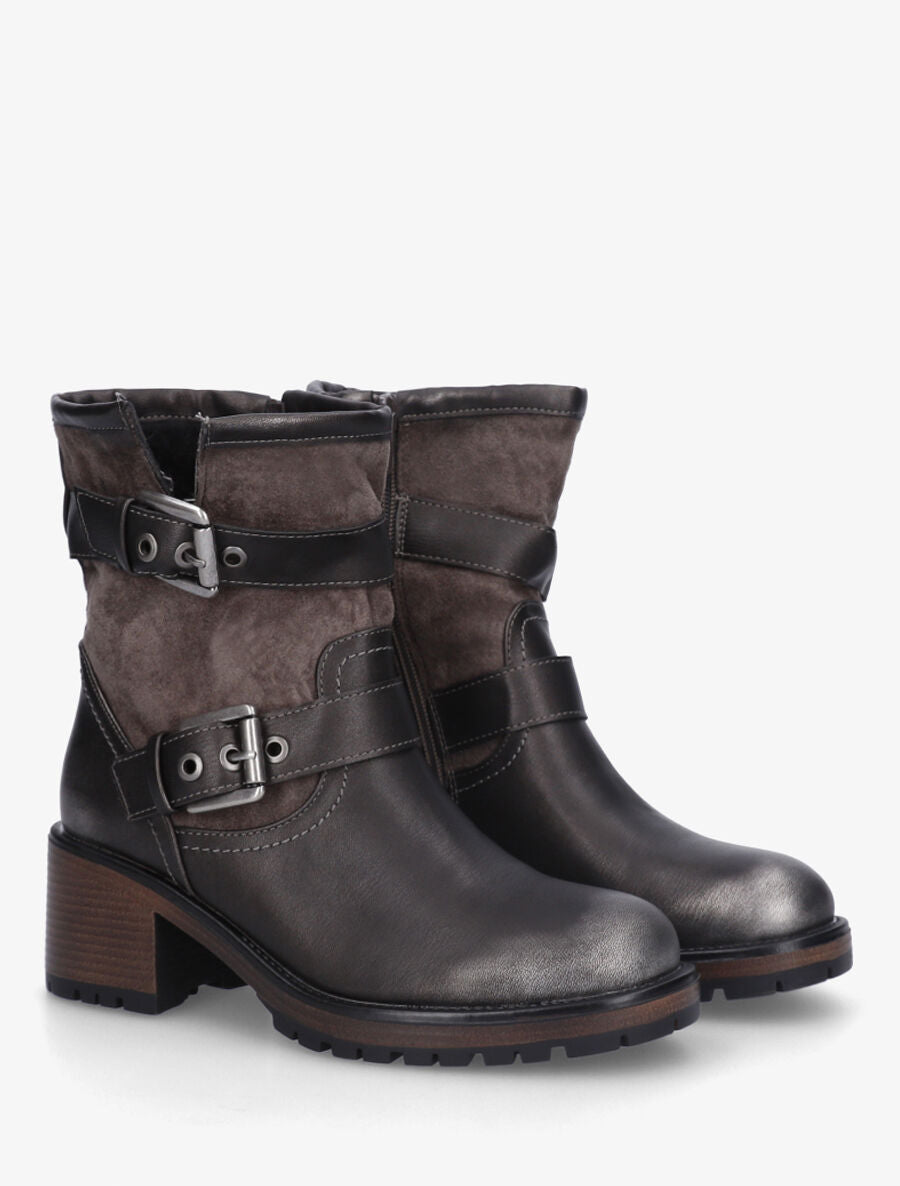Bottines bimatière sanglées - Bronze - 4