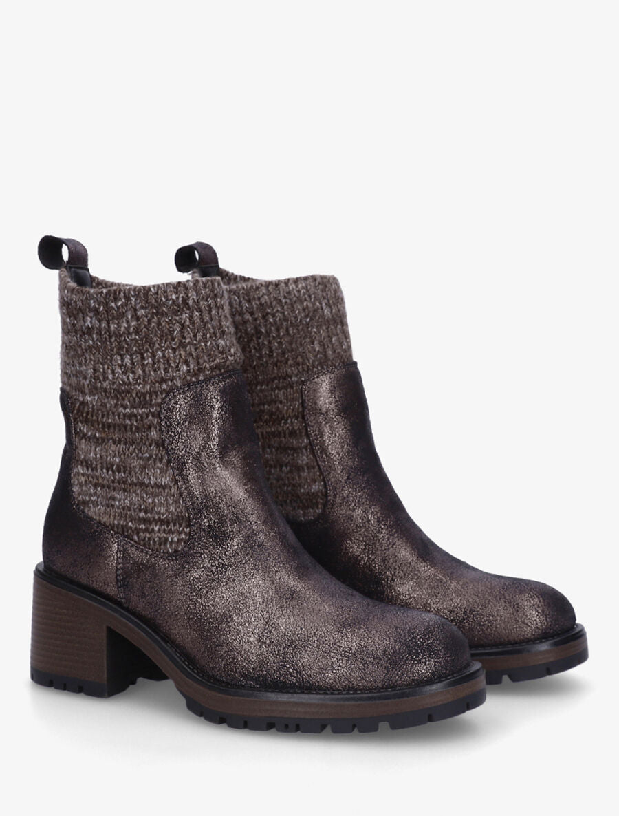 Bottines style chaussettes nacrées - Bronze - 4