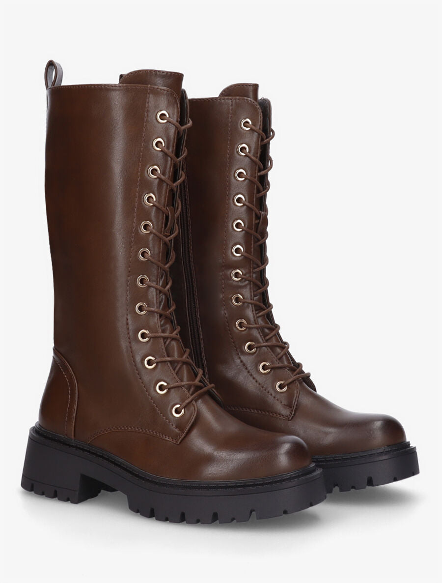 Bottines montantes à lacets - Marron - 4