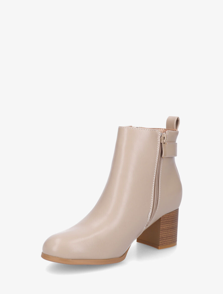 Bottines en simili à zip décoratif - Taupe - 3
