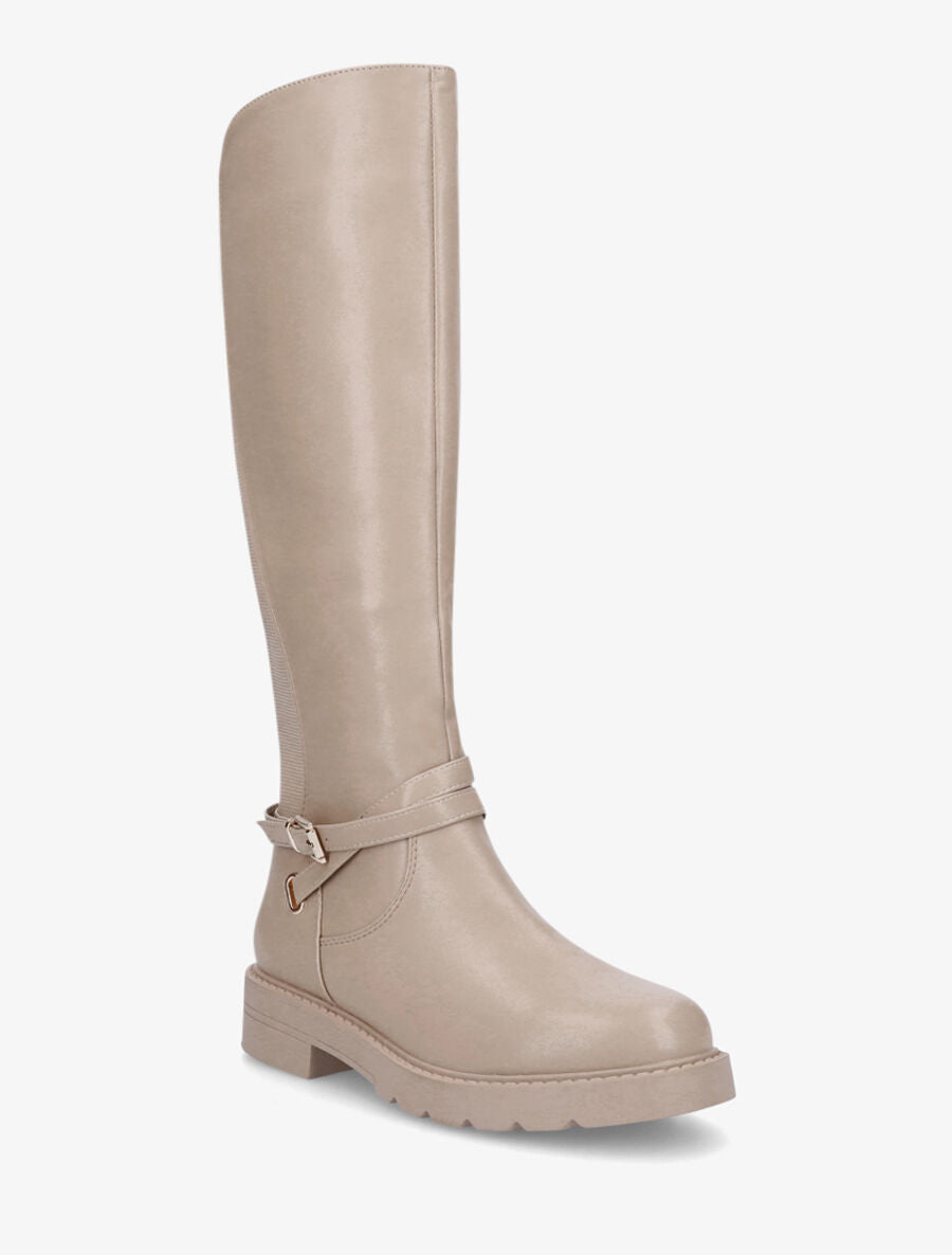 Bottes style cavalière à boucle - Taupe - 2