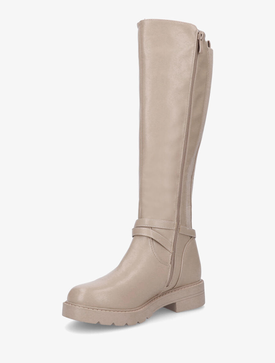 Bottes style cavalière à boucle - Taupe - 3