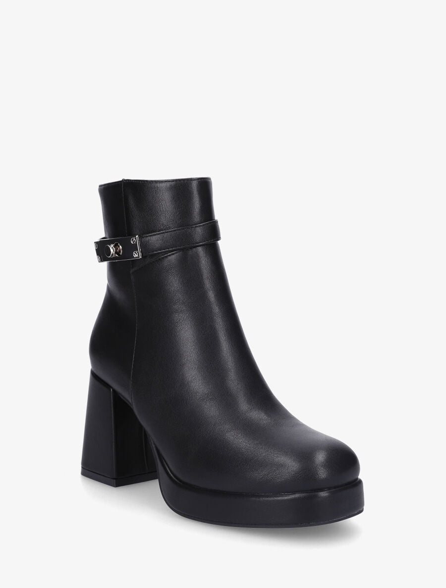 Bottines en simili à talon haut - Noir - 2